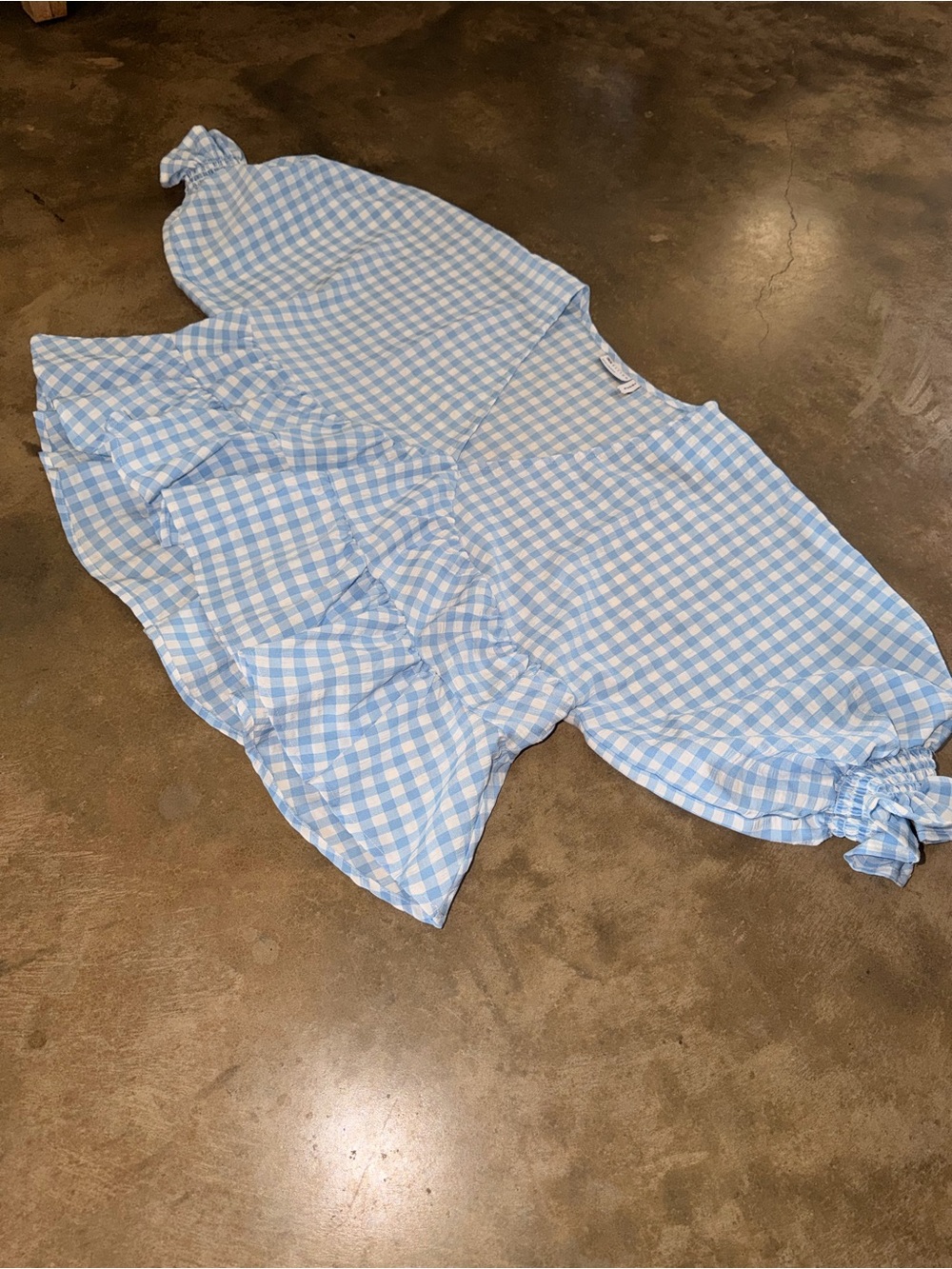 ASOS Blue Gingham Puff Sleeve Peplum Blouse Size 4 Oversized Cottagecore NWOT - Picture 3 of 11